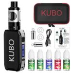 Cigarette Electronique Kit Complet E Cigarette et 5x10ml E liquide 100W Mod Kit avec Atomiseur 0,5 Ohm/ 2ml Batterie 2200mAh Vape, écran LED Watt réglable 0,0mg nicotine E Chicha KUBO LZ100W - Noir