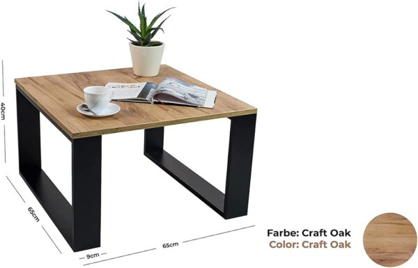 Clif - Table basse de salon moderne universelle - 65 x 65 x 40 cm - Smart Living - Table basse rectangulaire - Sofatish (Craft Oak) – Image 3