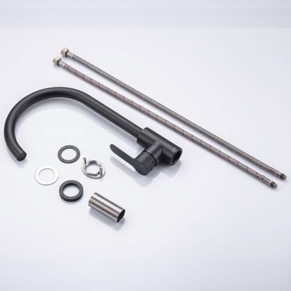 DETBOM Robinet Cuisine Noir de Haute Pression Pivotant à 360°, Robinetterie Cuisine en Acier Inoxydable, Mitigeur Cuisine avec Bec de Hauteur-257mm… – Image 10