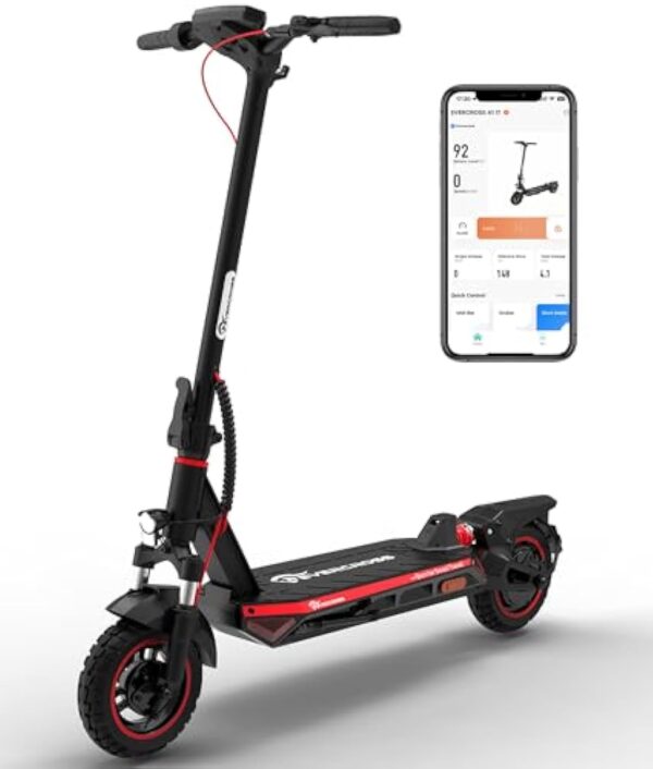 EVERCROSS A1 500W Trottinette Electrique Adulte, 10" Pliable Scooter Électrique Adulte App Control, 48V 14Ah Autonomie 50km, 3 Modes de Vitesse Trottinette Électrique