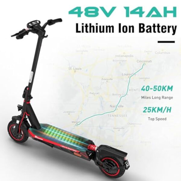 EVERCROSS A1 500W Trottinette Electrique Adulte, 10" Pliable Scooter Électrique Adulte App Control, 48V 14Ah Autonomie 50km, 3 Modes de Vitesse Trottinette Électrique – Image 4