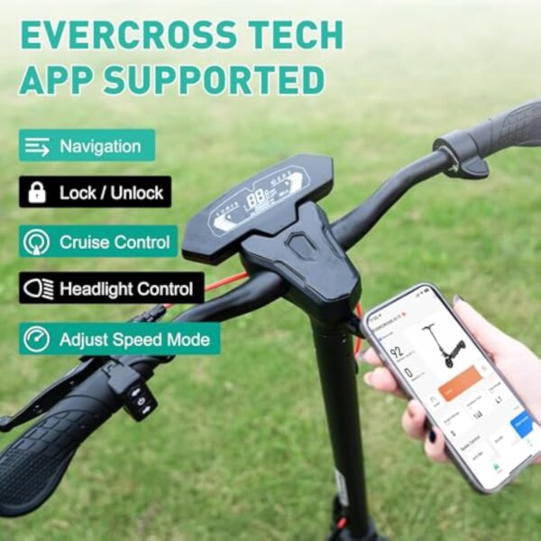 EVERCROSS A1 500W Trottinette Electrique Adulte, 10" Pliable Scooter Électrique Adulte App Control, 48V 14Ah Autonomie 50km, 3 Modes de Vitesse Trottinette Électrique – Image 6