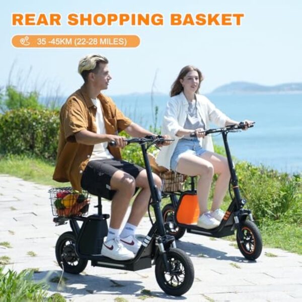 EVERCROSS ES2 Électrique Scooter, Scooter Adultes avec 36V,10.4Ah Batterie, Pliable Léger pour Pneus Pneumatiques de 12" avec Adulte Panier – Image 4
