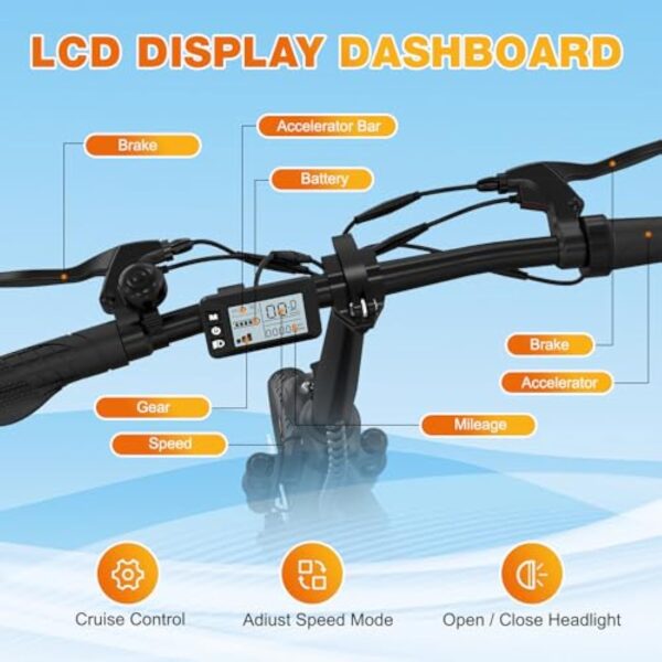 EVERCROSS ES2 Électrique Scooter, Scooter Adultes avec 36V,10.4Ah Batterie, Pliable Léger pour Pneus Pneumatiques de 12" avec Adulte Panier – Image 5
