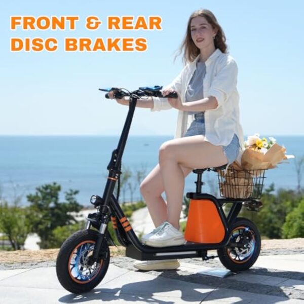 EVERCROSS ES2 Électrique Scooter, Scooter Adultes avec 36V,10.4Ah Batterie, Pliable Léger pour Pneus Pneumatiques de 12" avec Adulte Panier – Image 6