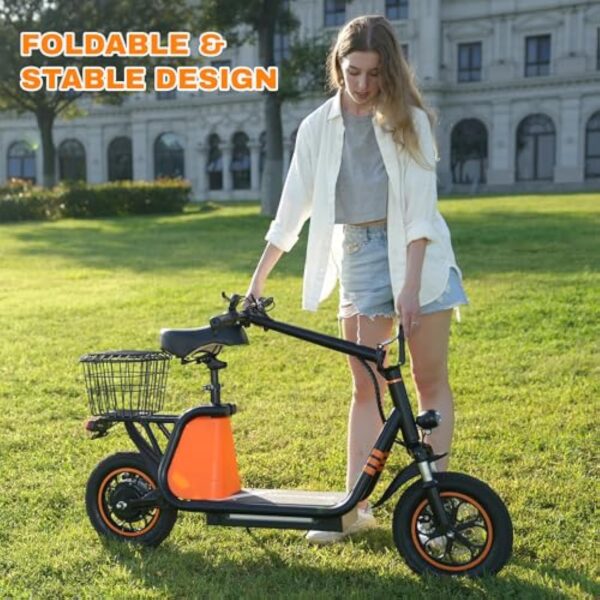 EVERCROSS ES2 Électrique Scooter, Scooter Adultes avec 36V,10.4Ah Batterie, Pliable Léger pour Pneus Pneumatiques de 12" avec Adulte Panier – Image 8