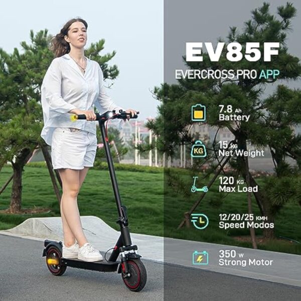 EVERCROSS EV85F Trottinettes Électriques Adultes, 8.5" Électrique Trottinette Pliable - Application, Moteur 350W, Batterie 7.8AH, Poids 15KG, Charge Max 120KG, Double Frein, Double Amortisseurs – Image 3