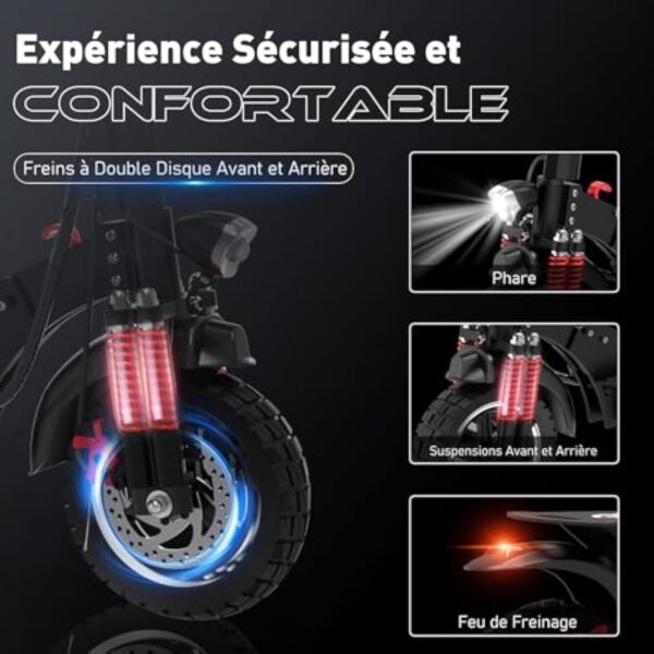 EVERCROSS H7 Trottinette Électrique App,Scooter Electrique Adult,500W Moteur,45KM Batterie,Poid 32KG,Pliant Tout Terrain,10”Pneu Solide – Image 7