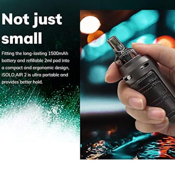 Eleaf iSOLO AIR 2 Kit Cigarettes électroniques Vape 1500mAh Batterie Cigarette Electronique Complet Kit, Top Fill Atomiseur 2ml& 0,8ohm 1,2ohm Vape Résistance Sans nicotine ni tabac, Black – Image 3