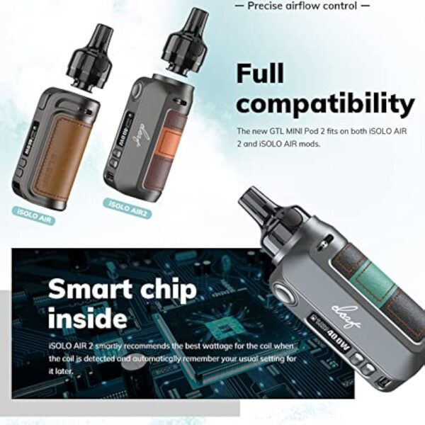 Eleaf iSOLO AIR 2 Kit Cigarettes électroniques Vape 1500mAh Batterie Cigarette Electronique Complet Kit, Top Fill Atomiseur 2ml& 0,8ohm 1,2ohm Vape Résistance Sans nicotine ni tabac, Black – Image 6
