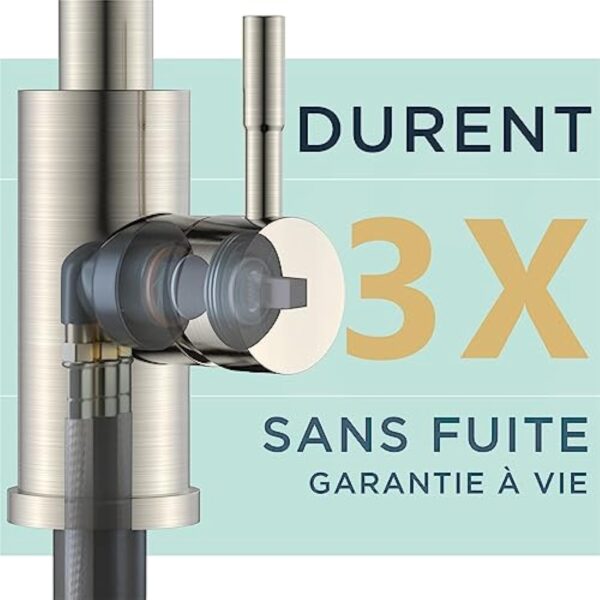 FORIOUS Robinet Cuisine Douchette avec 2 Modes de Pulvérisation, Mitigeur Cuisine avec Douchette Extractible Rotatif à 360° Froid & Chaud Disponible, Acier Inoxydable – Image 10