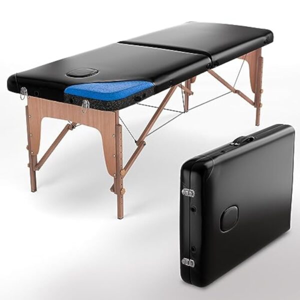 Fenixshop24 - Table de Massage Professionnelle 2 Zone en Bois de hêtre Pliable et transportable Hauteur réglable Compris Sac de Transport lit de Massage pour physiothérapie, esthéticienne COD-05 – Image 2