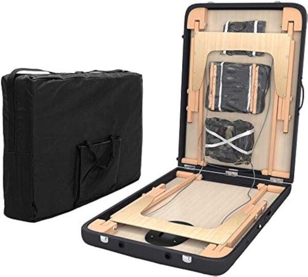 Fenixshop24 - Table de Massage Professionnelle 2 Zone en Bois de hêtre Pliable et transportable Hauteur réglable Compris Sac de Transport lit de Massage pour physiothérapie, esthéticienne COD-04 – Image 9
