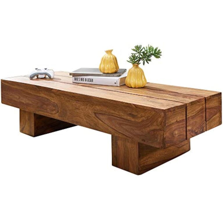 FineBuy Table Basse Bois Massif Sheesham Table de Salon 120 x 30 x 45 cm | Table d'appoint Style Maison de Campagne | Meubles en Bois Massif Naturel Table de Sofa |
