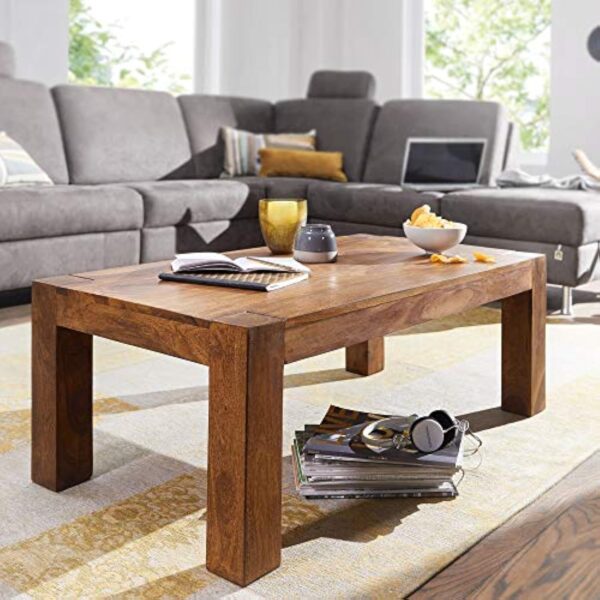 FineBuy Table Basse Bois Massif Sheesham Table de Salon 110 x 40 x 60 cm | Table d'appoint Style Maison de Campagne | Meubles en Bois Naturel | Table en Bois Massif Meubles en Bois Massif – Image 3