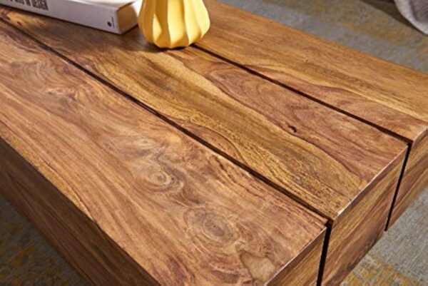FineBuy Table Basse Bois Massif Sheesham Table de Salon 120 x 30 x 45 cm | Table d'appoint Style Maison de Campagne | Meubles en Bois Massif Naturel Table de Sofa | – Image 5
