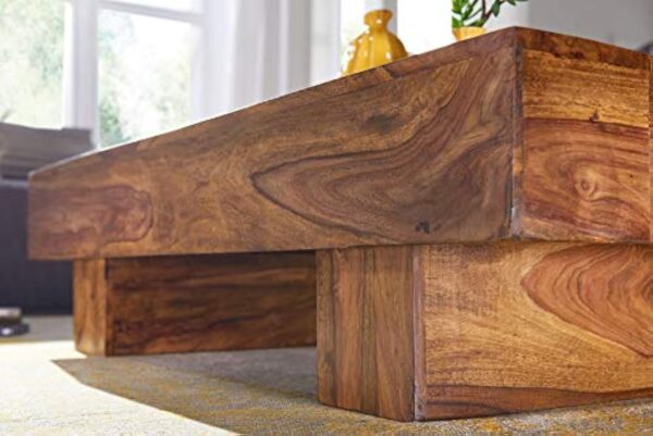 FineBuy Table Basse Bois Massif Sheesham Table de Salon 120 x 30 x 45 cm | Table d'appoint Style Maison de Campagne | Meubles en Bois Massif Naturel Table de Sofa | – Image 7