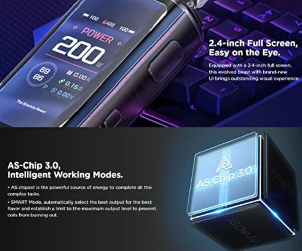 GEEKVAPE Z200 Vape Kit - Z200 Box Mod 200W + GEEKVAPE Z Sub Ohm 2021 Réservoir 5.5ml (Z0.15 XM + Z0.4 Coil) E-Cigarette - Sans Batterie – Image 5