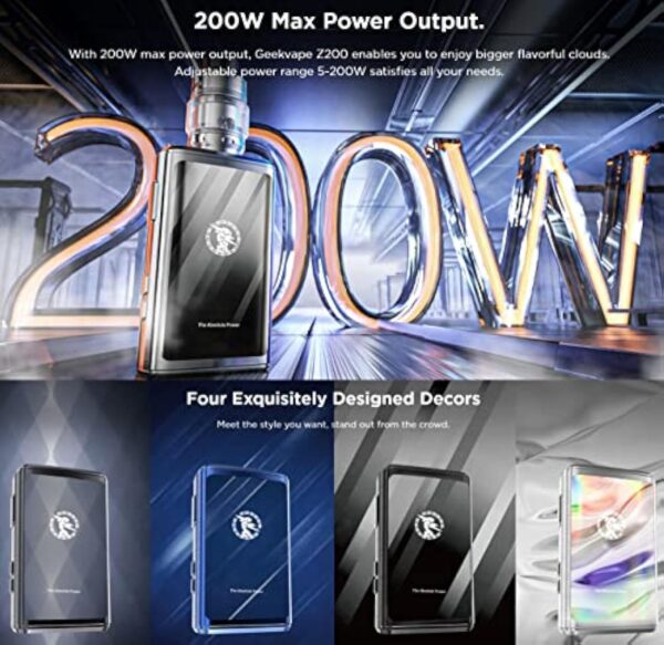 GEEKVAPE Z200 Vape Kit - Z200 Box Mod 200W + GEEKVAPE Z Sub Ohm 2021 Réservoir 5.5ml (Z0.15 XM + Z0.4 Coil) E-Cigarette - Sans Batterie – Image 6