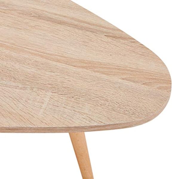 GOLDFAN Table Basse Bois Moderne Lot de 2 Table Basse Gigognes Triangulaire pour Salon, Bureau, Table d'appoint Design Scandinave, Couleur Chêne – Image 5