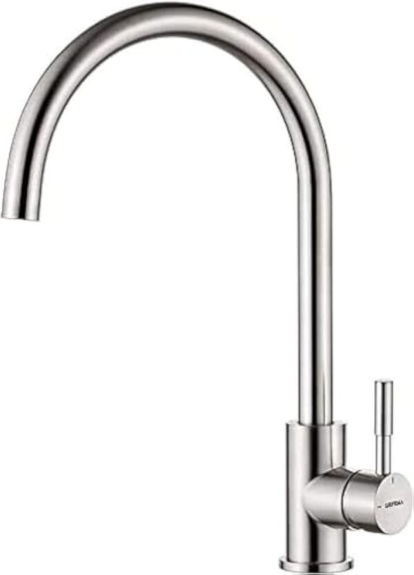 GRIFEMA G4008, Robinet de Cuisine ColdStart, Mitigeur Chaud et Froid à Poignée Unique, Rotation à 360°, Sortie d'Eau Haute, en Acier Inoxydable, Exclusivité Amazon – Image 2