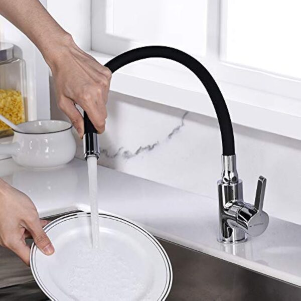 GRIFEMA Irismart, Robinet de Cuisine avec Bec Flexible, Mitigeur d'évier Monocommande, Chrome – Image 4