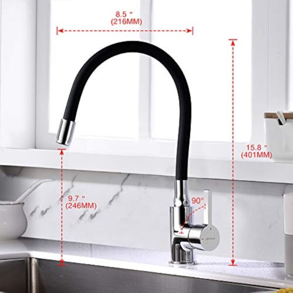 GRIFEMA Irismart, Robinet de Cuisine avec Bec Flexible, Mitigeur d'évier Monocommande, Chrome – Image 5