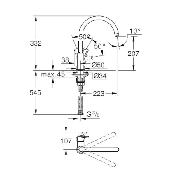 GROHE Mitigeur Monocommande Evier Bec C Bauloop 31368001 (Import Allemagne) Chromé – Image 4