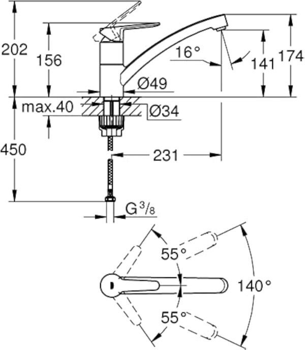 GROHE Mitigeur monocommande évier de cuisine StartEco, chromé, 31685000 (Import Allemagne) – Image 6