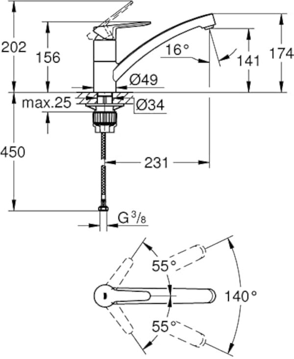 GROHE Mitigeur monocommande évier de cuisine StartEco, chromé, 31685000 (Import Allemagne) – Image 7