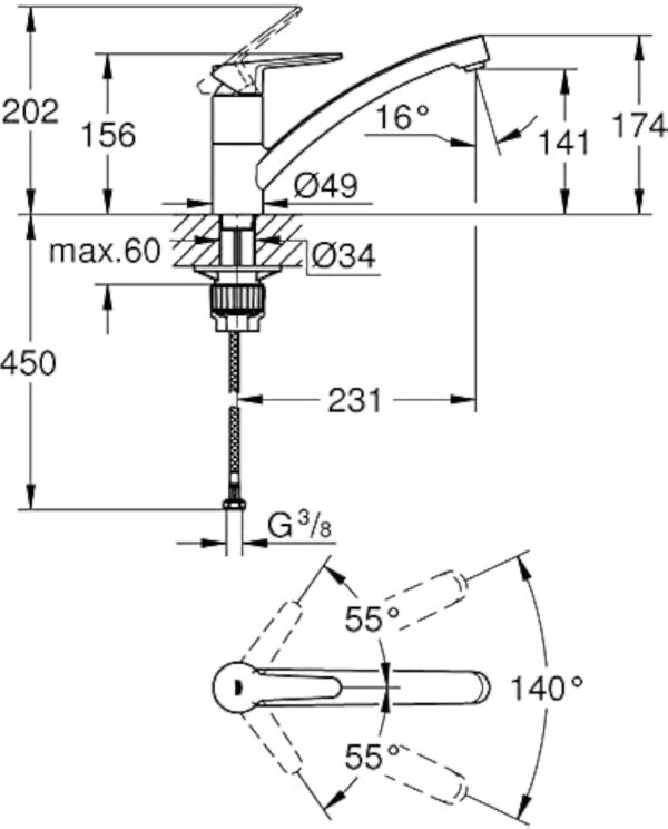 GROHE Mitigeur monocommande évier de cuisine StartEco, chromé, 31685000 (Import Allemagne) – Image 8