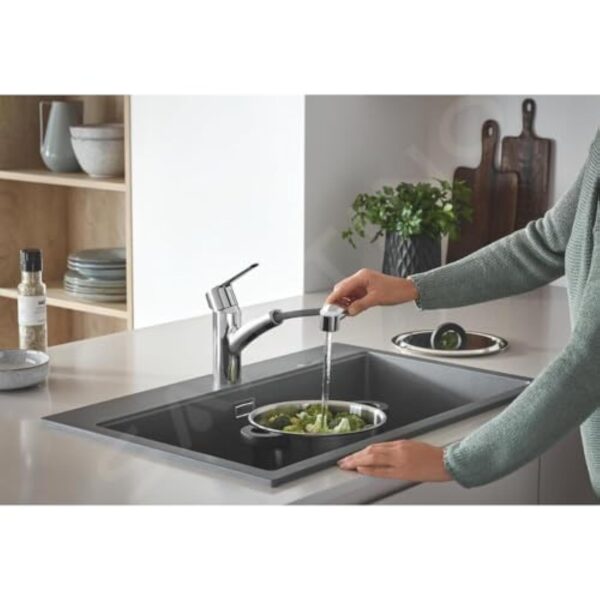 GROHE QUICKFIX Start Robinet de cuisine évier, douchette extractible, inverseur 2 jets, rotation 90°, installation et nettoyage facile, chromé, 30531001 (Import Allemagne) – Image 3