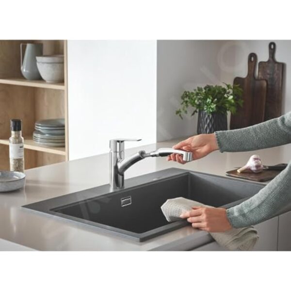 GROHE QUICKFIX Start Robinet de cuisine évier, douchette extractible, inverseur 2 jets, rotation 90°, installation et nettoyage facile, chromé, 30531001 (Import Allemagne) – Image 5