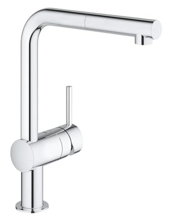 GROHE Robinet évier de cuisine Minta, mitigeur cuisine monocommande, robinet avec douchette extractible, installation rapide, chromé, 32168000 (Import Allemagne)