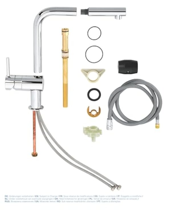 GROHE Robinet évier de cuisine Minta, mitigeur cuisine monocommande, robinet avec douchette extractible, installation rapide, chromé, 32168000 (Import Allemagne) – Image 6