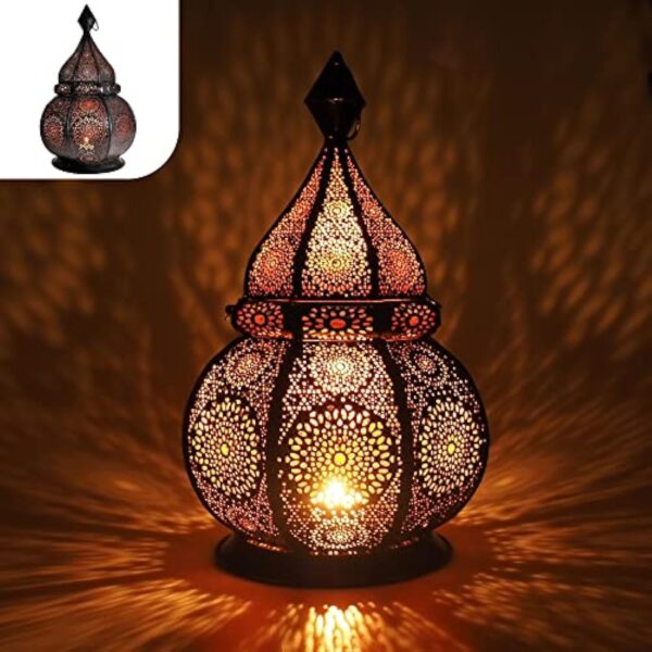 Gadgy Lanterne Marocaine | Porte Bougie Decorative | Decoration Orientale | Photophore pour Bougie et Lumières électriques | Objet Africain |Résistant au Vent | Lampe Orientale 36 x 20,5 cm