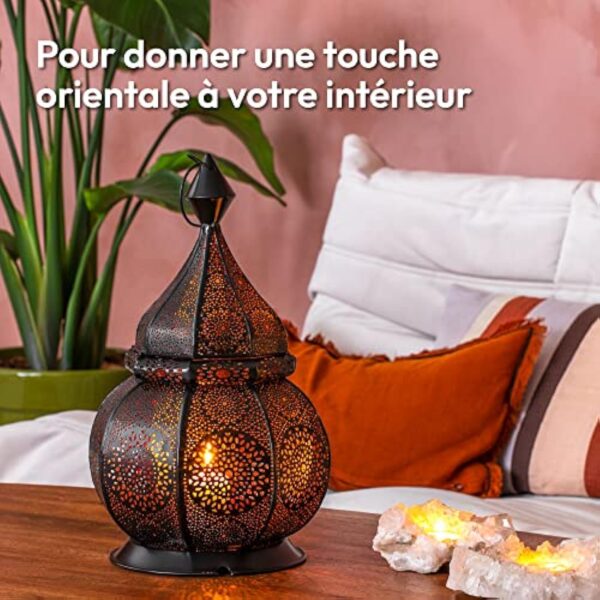 Gadgy Lanterne Marocaine | Porte Bougie Decorative | Decoration Orientale | Photophore pour Bougie et Lumières électriques | Objet Africain |Résistant au Vent | Lampe Orientale 36 x 20,5 cm – Image 3