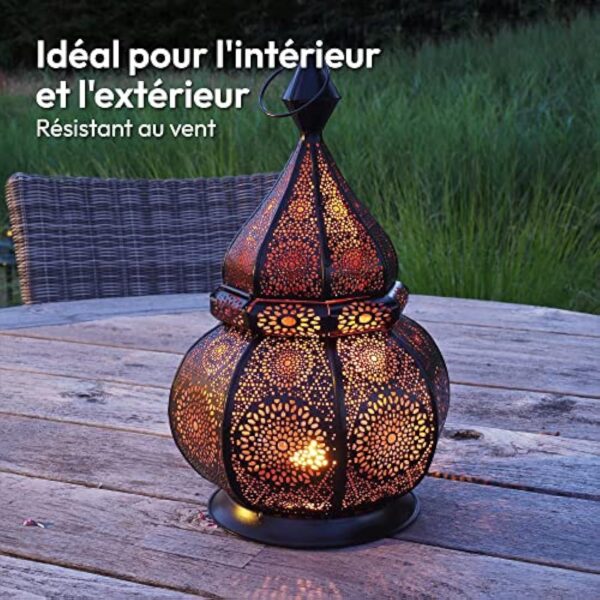 Gadgy Lanterne Marocaine | Porte Bougie Decorative | Decoration Orientale | Photophore pour Bougie et Lumières électriques | Objet Africain |Résistant au Vent | Lampe Orientale 36 x 20,5 cm – Image 7