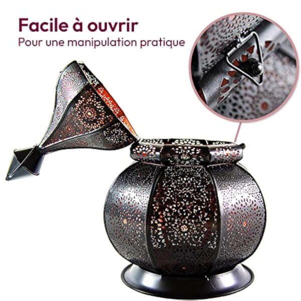 Gadgy Lanterne Marocaine | Porte Bougie Decorative | Decoration Orientale | Photophore pour Bougie et Lumières électriques | Objet Africain |Résistant au Vent | Lampe Orientale 36 x 20,5 cm – Image 8