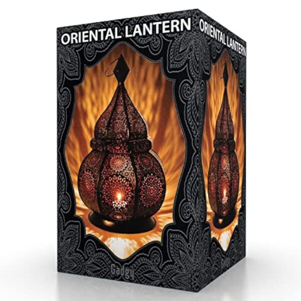 Gadgy Lanterne Marocaine | Porte Bougie Decorative | Decoration Orientale | Photophore pour Bougie et Lumières électriques | Objet Africain |Résistant au Vent | Lampe Orientale 36 x 20,5 cm – Image 11