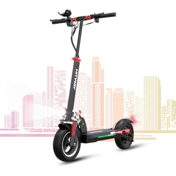 HITWAY Trottinette Électrique App Control, 10'' Scooter Electrique Pliable Adultes, E-Scooter avec Batterie 11,2AH/16,8AH, Moteur 800W, avec Clignotants,3 Modes de Vitesse, Vitesse Maximum 25KM/H