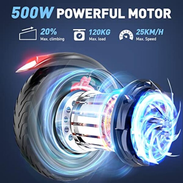 HITWAY Trottinette Électrique App Control, 10'' Scooter Electrique Pliable Adultes, E-Scooter avec Batterie 11,2AH/16,8AH, Moteur 800W, avec Clignotants,3 Modes de Vitesse, Vitesse Maximum 25KM/H – Image 6