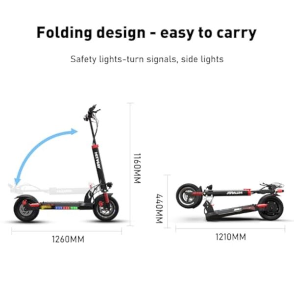 HITWAY Trottinette Électrique App Control, 10'' Scooter Electrique Pliable Adultes, E-Scooter avec Batterie 11,2AH/16,8AH, Moteur 800W, avec Clignotants,3 Modes de Vitesse, Vitesse Maximum 25KM/H – Image 8