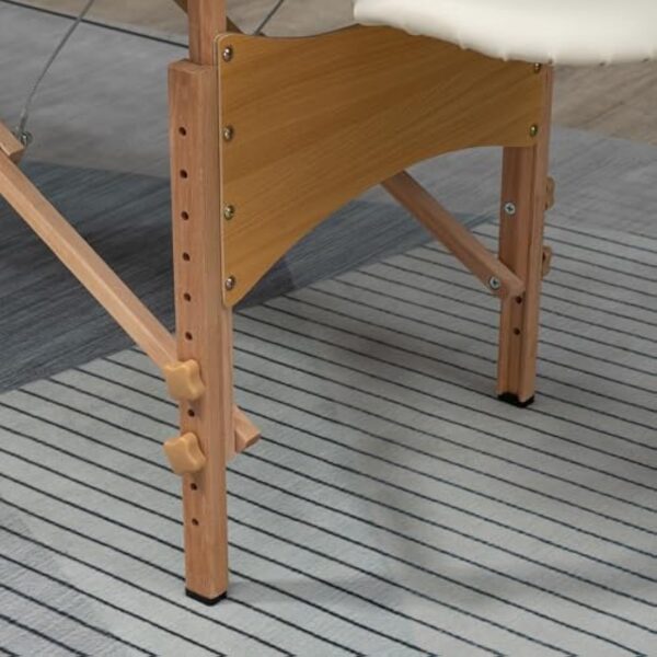 HOMCOM Lit/Table de Massage cosmetique Pliable en Bois 2 Zones (Crème) – Image 9