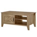 HOMCOM Table Basse rectangulaire Style Rural Chic Placard avec étagère 2 niches MDF Aspect Bois Clair