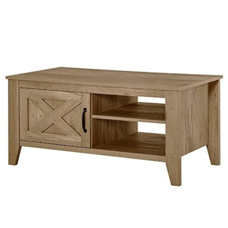 HOMCOM Table Basse rectangulaire Style Rural Chic Placard avec étagère 2 niches MDF Aspect Bois Clair
