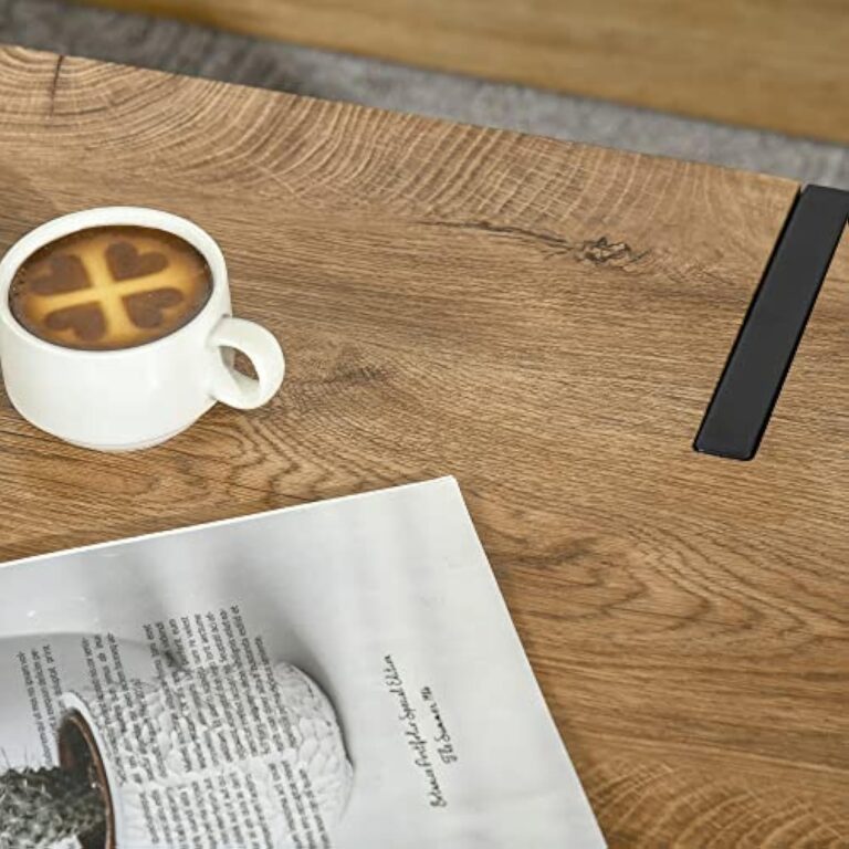 HOMCOM Table Basse rectangulaire de Style Industriel Base en métal Noir en épingle à Cheveux Plateau à l'aspect Ancien Base en Bois – Image 8