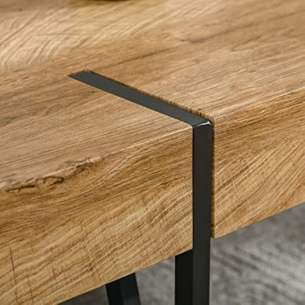HOMCOM Table Basse rectangulaire de Style Industriel Base en métal Noir en épingle à Cheveux Plateau à l'aspect Ancien Base en Bois – Image 9