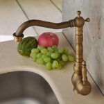 Hiendure® laiton massif un trou Une poignée Haute-Arc Bec Robinets de cuisine Robinet de lavabo évier, Laiton antique