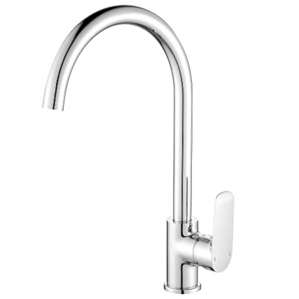 Hoomtaook Robinet Cuisine Douchette Poignée Unique Inox Mélangeur Chaud et Froid Embout Robinet Cuisine Rotatif Laiton Chrome Robinet De Cuisine
